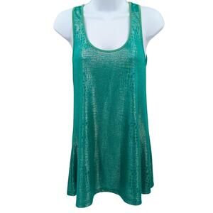 BKE Women’s Size M Tank Top Teal Shimmer Mermaidcore Festival Shiny Y2K Party